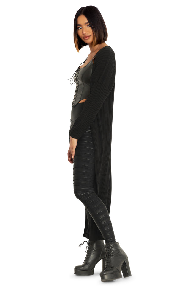 Black Rib Super Cardigan