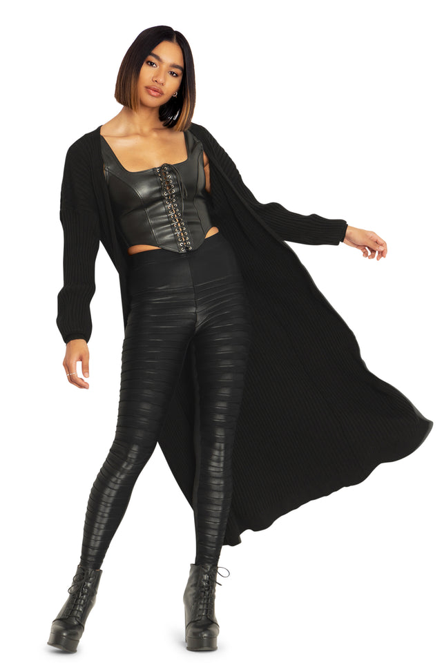Black Rib Super Cardigan