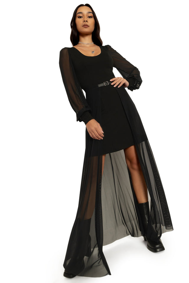 Black Sheer Excellence Dress Wide