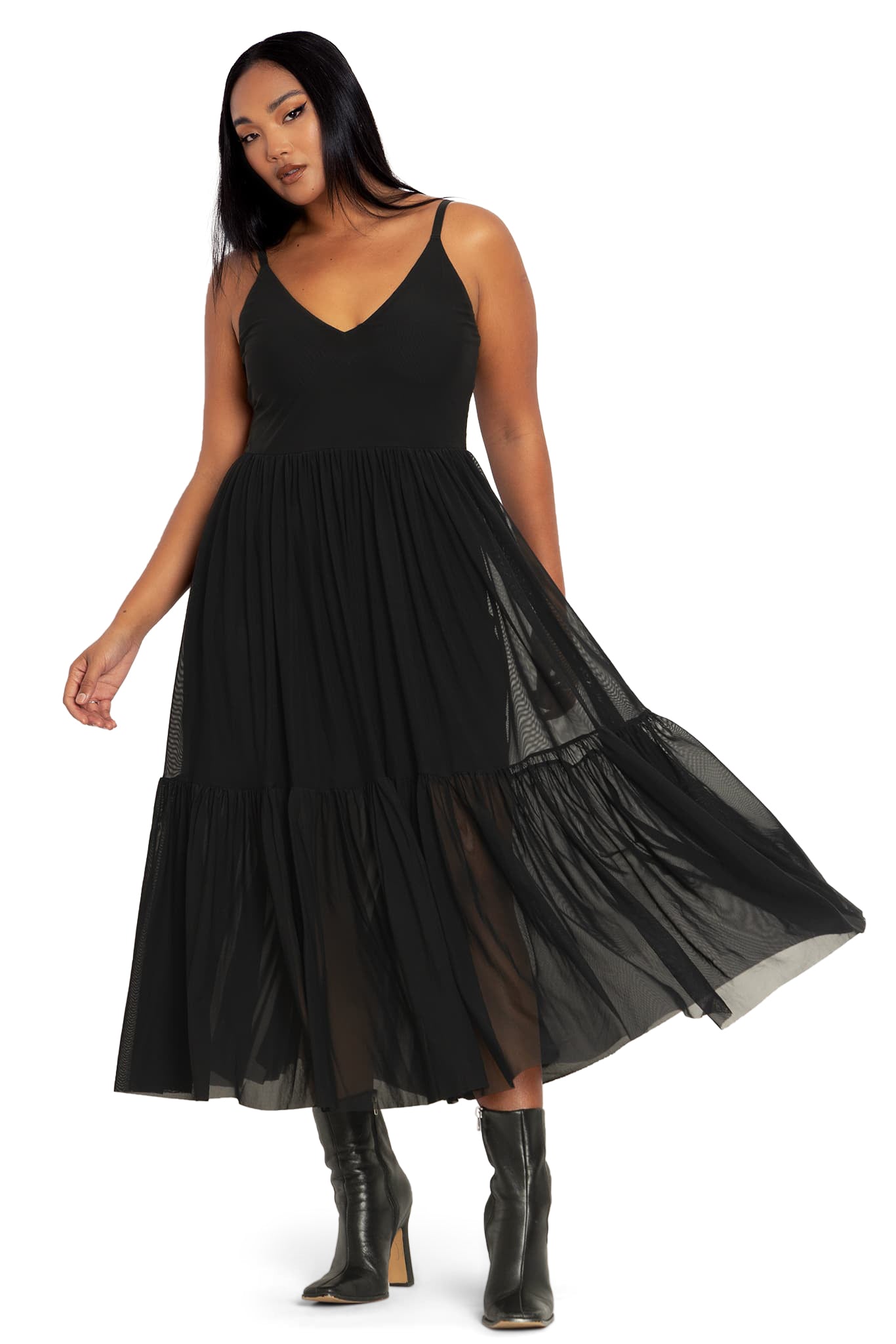 Black Sheer Midaxi Dress
