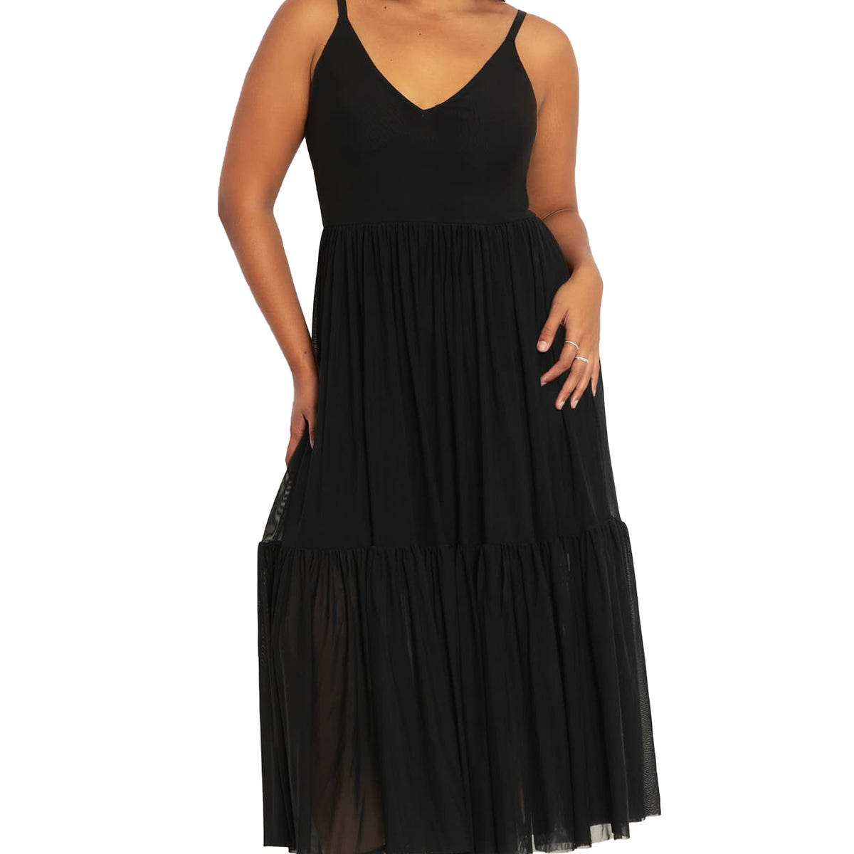 Black Sheer Midi Dress