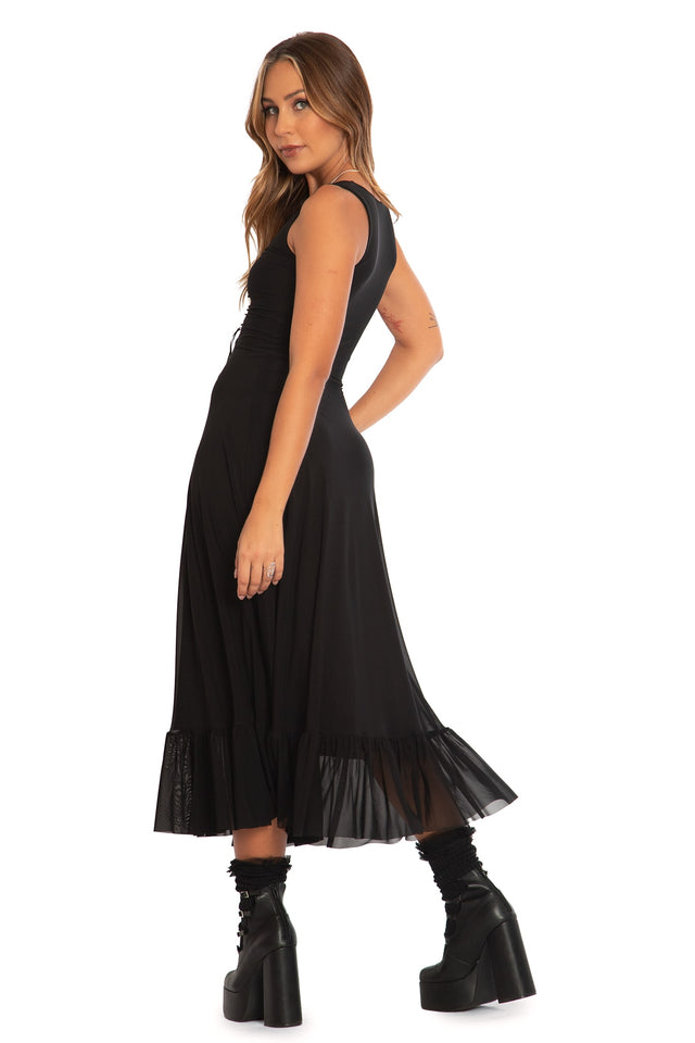 Black Sheer Sweetheart Empire Midaxi Dress