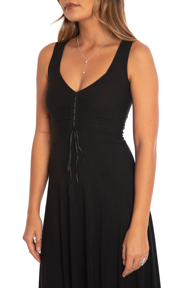 Black Sheer Sweetheart Empire Midaxi Dress