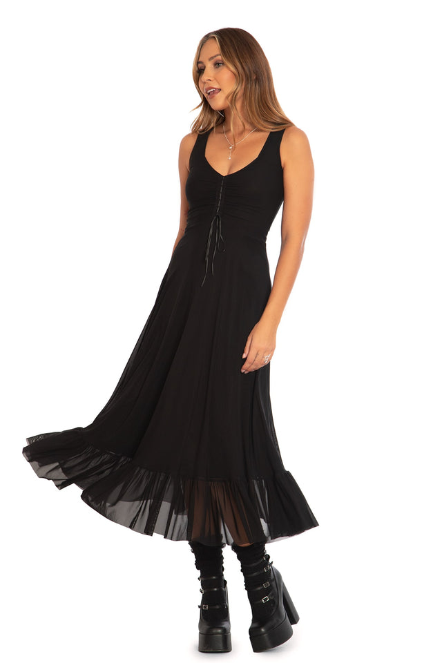 Black Sheer Sweetheart Empire Midaxi Dress