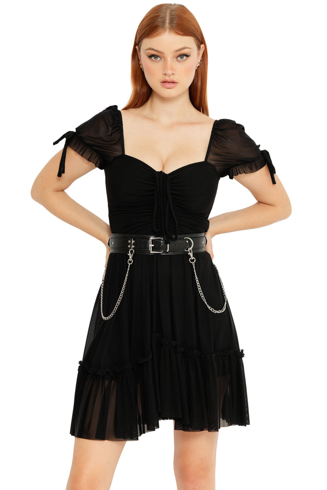 black dress for tea party Tea Length Velvet Black Party Dress with Off Shoulder Short Sleeves
