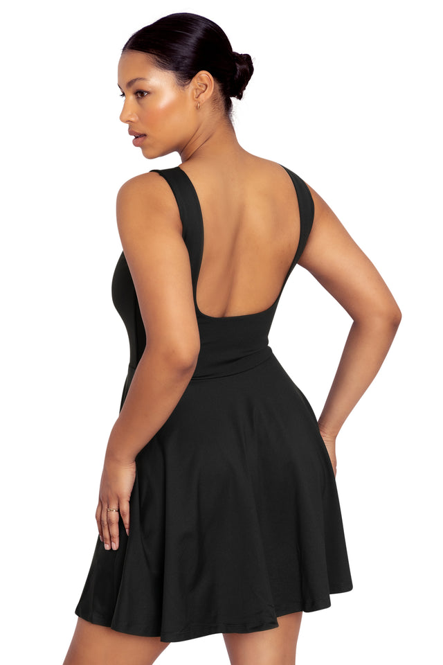 Black Show Us Ya Tops Matte Underbust Dress Back