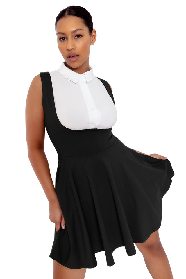 Black Show Us Ya Tops Matte Underbust Dress Wide