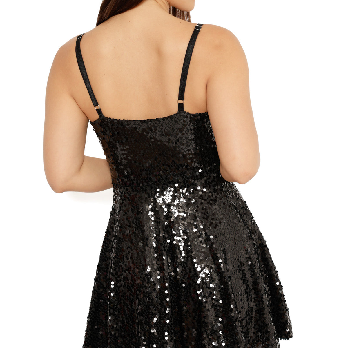 Black Sparkle Sparkle Mini Skater Dress