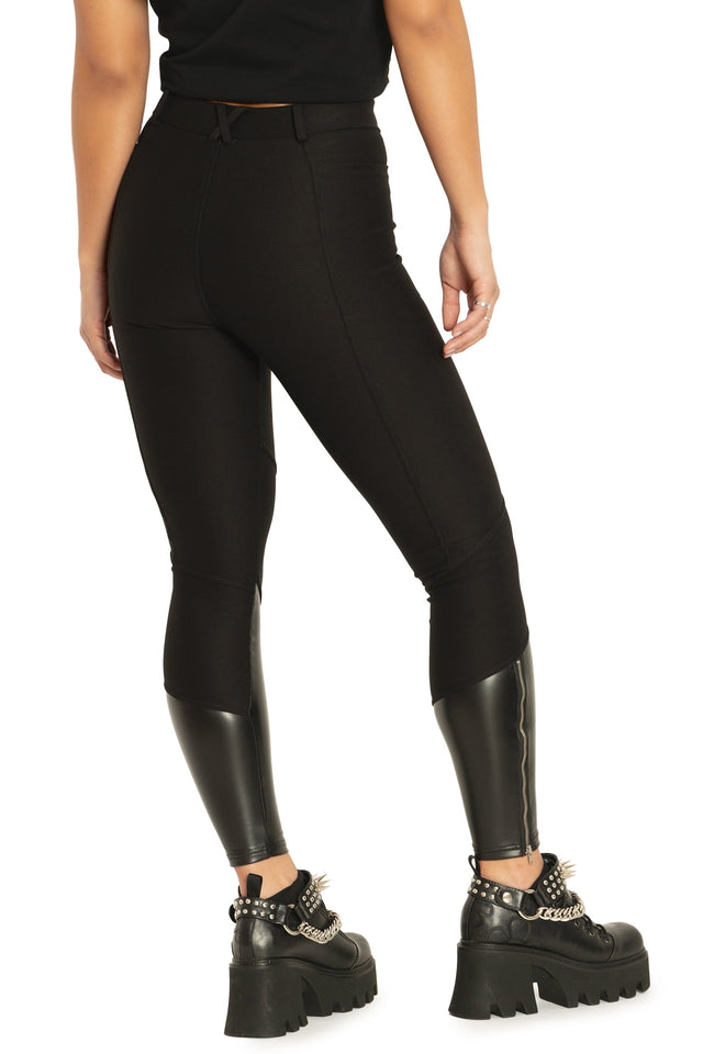 BlackMilk Clothing - Black Splice Panelled High Waisted Zip Leggings