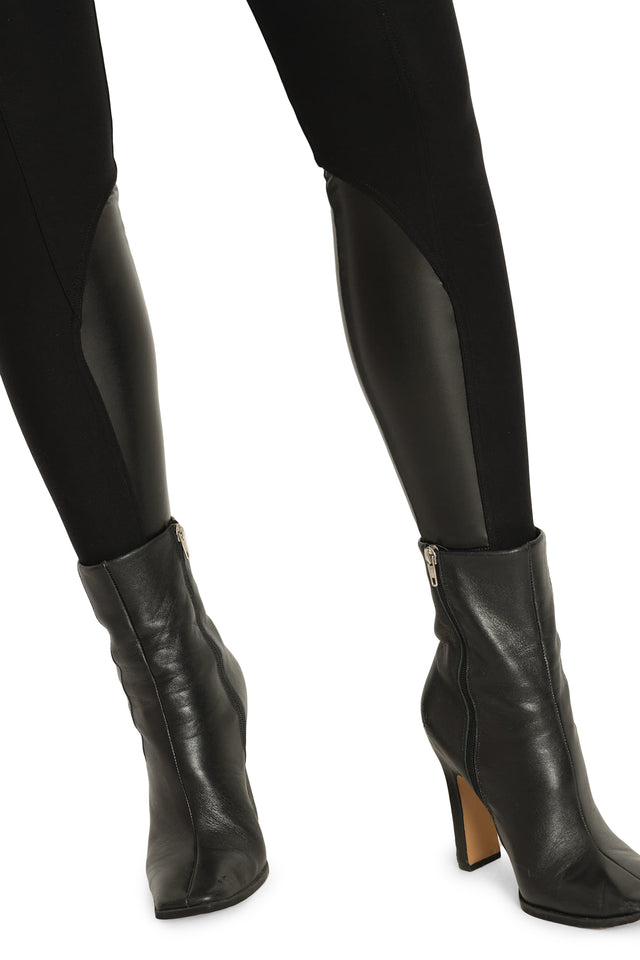 Black Splice Panelled HW Zip Leggings