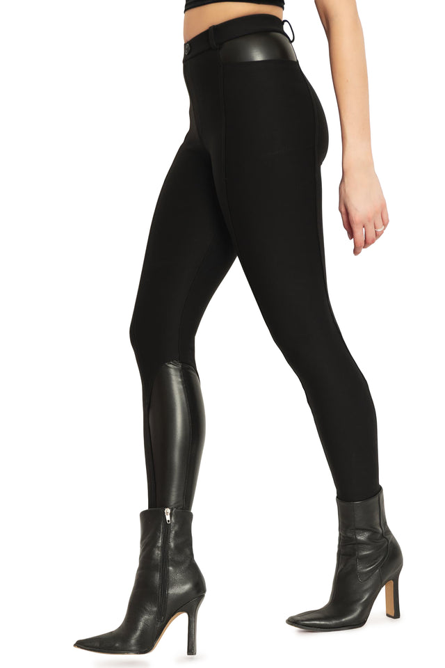 Black Splice Panelled HW Zip Leggings