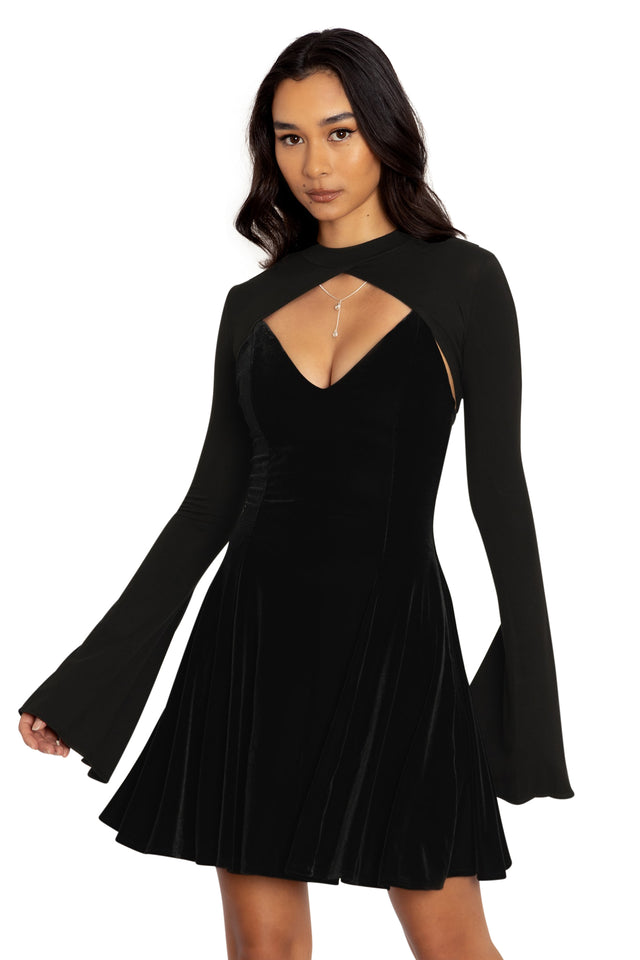 Black Split Sleeve Shrug Front