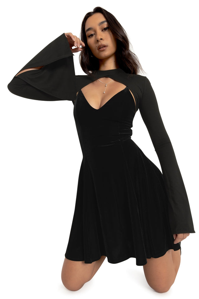 Black Split Sleeve Shrug Wide