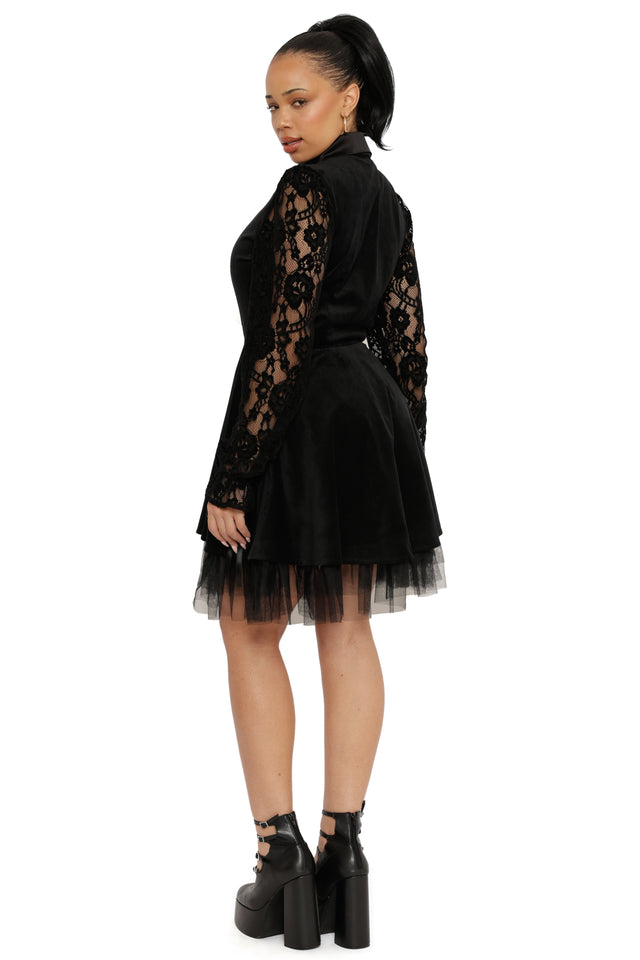 Black Swan Long Puff Sleeve Dress