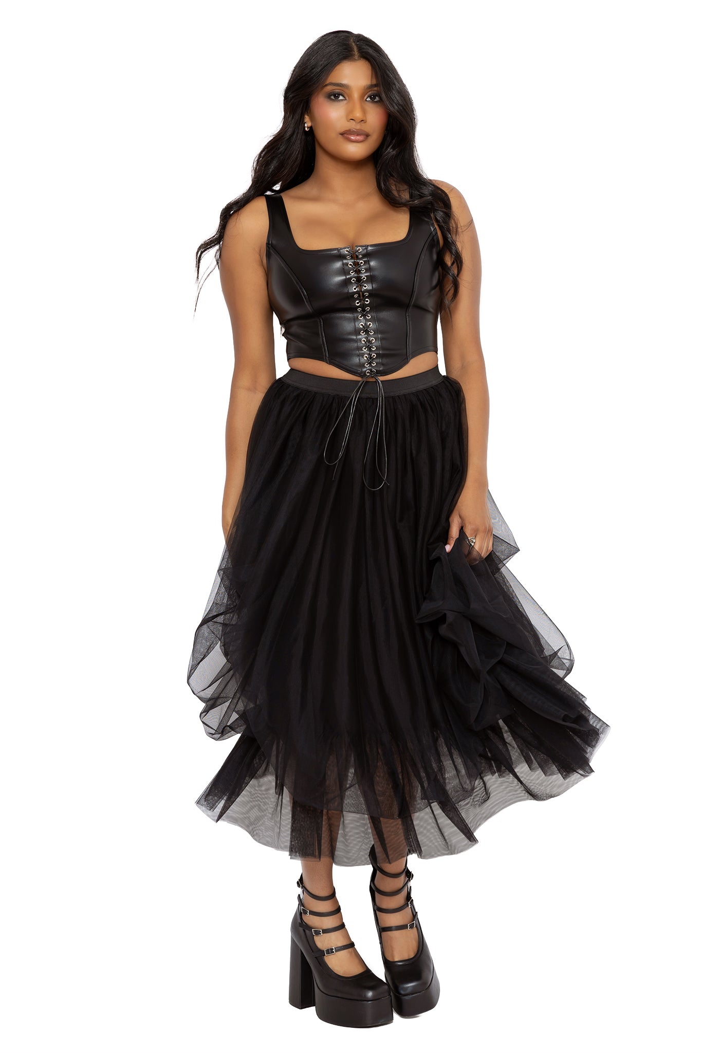 フラメンコ reel of lyricism tulle skirt : black Black Tulle Midi Skirt - Limited – BlackMilk Clothing
