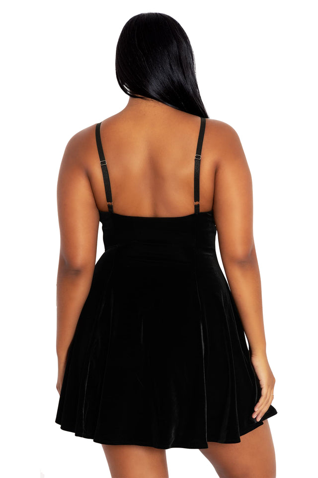 BlackMilk Clothing - Black Velvet Strappy Mini Dress