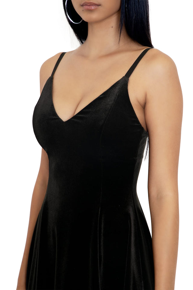 BlackMilk Clothing - Black Velvet Strappy Mini Dress