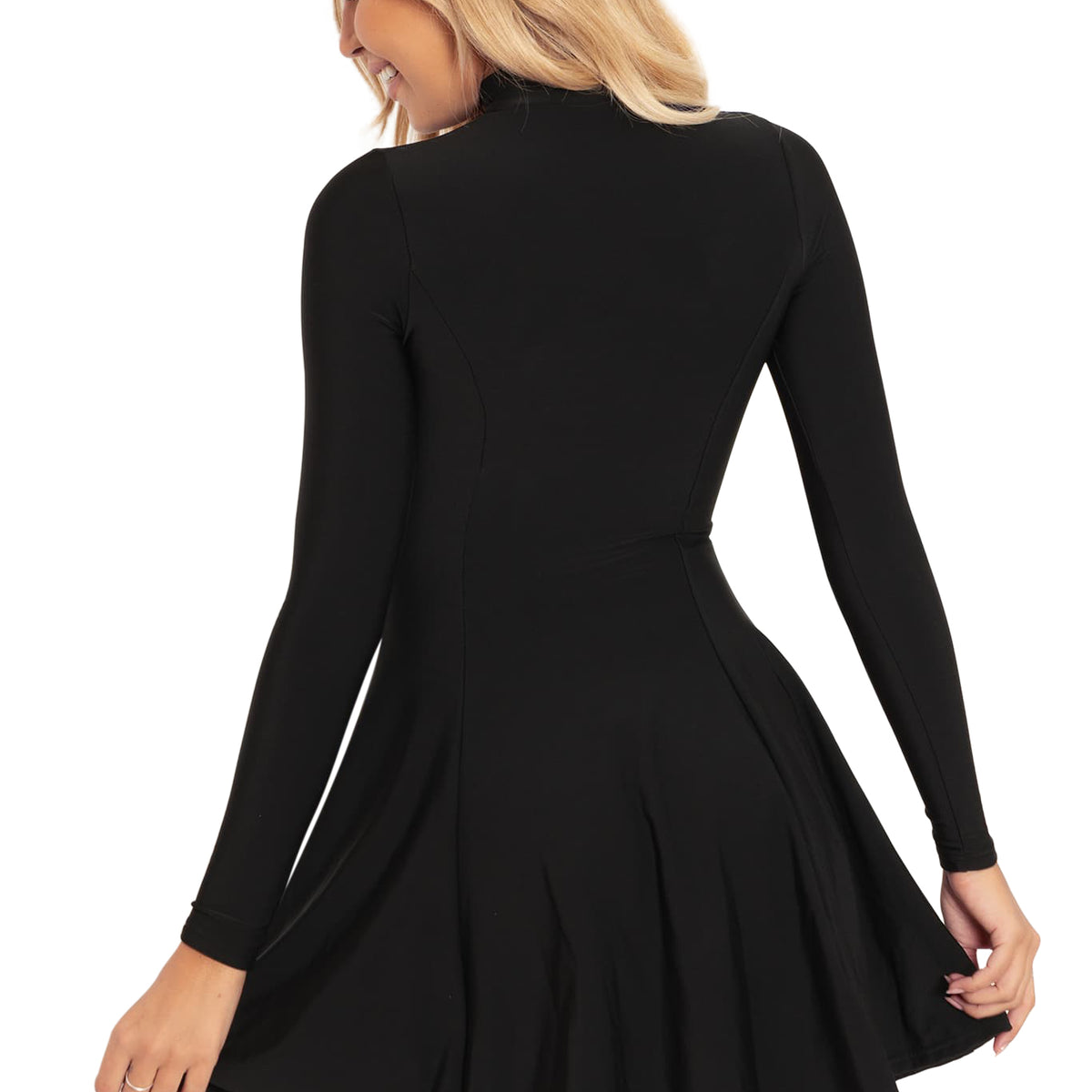 Warm Black Long Sleeve Evil Mini Skater Dress – BlackMilk Clothing