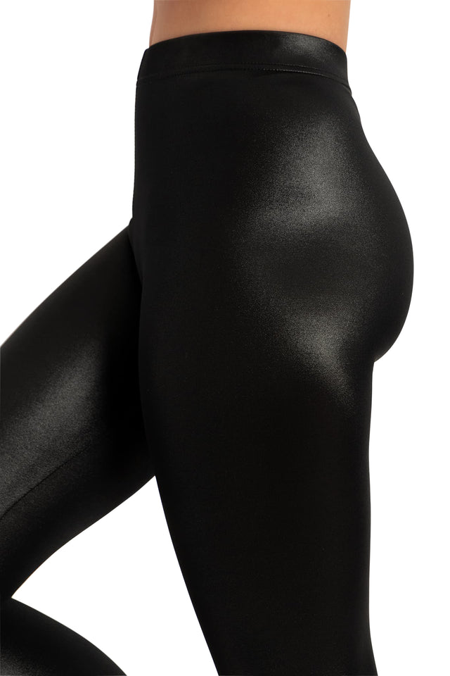 Black Wet Look Leggings Print