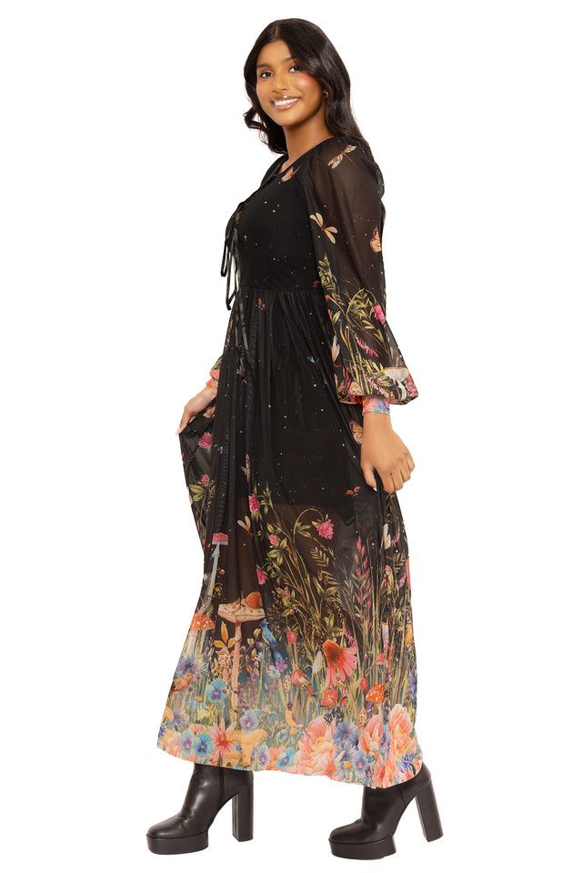 Fairytale Floral Sheer Bishop Maxi Dress – BlackMilk Clothing