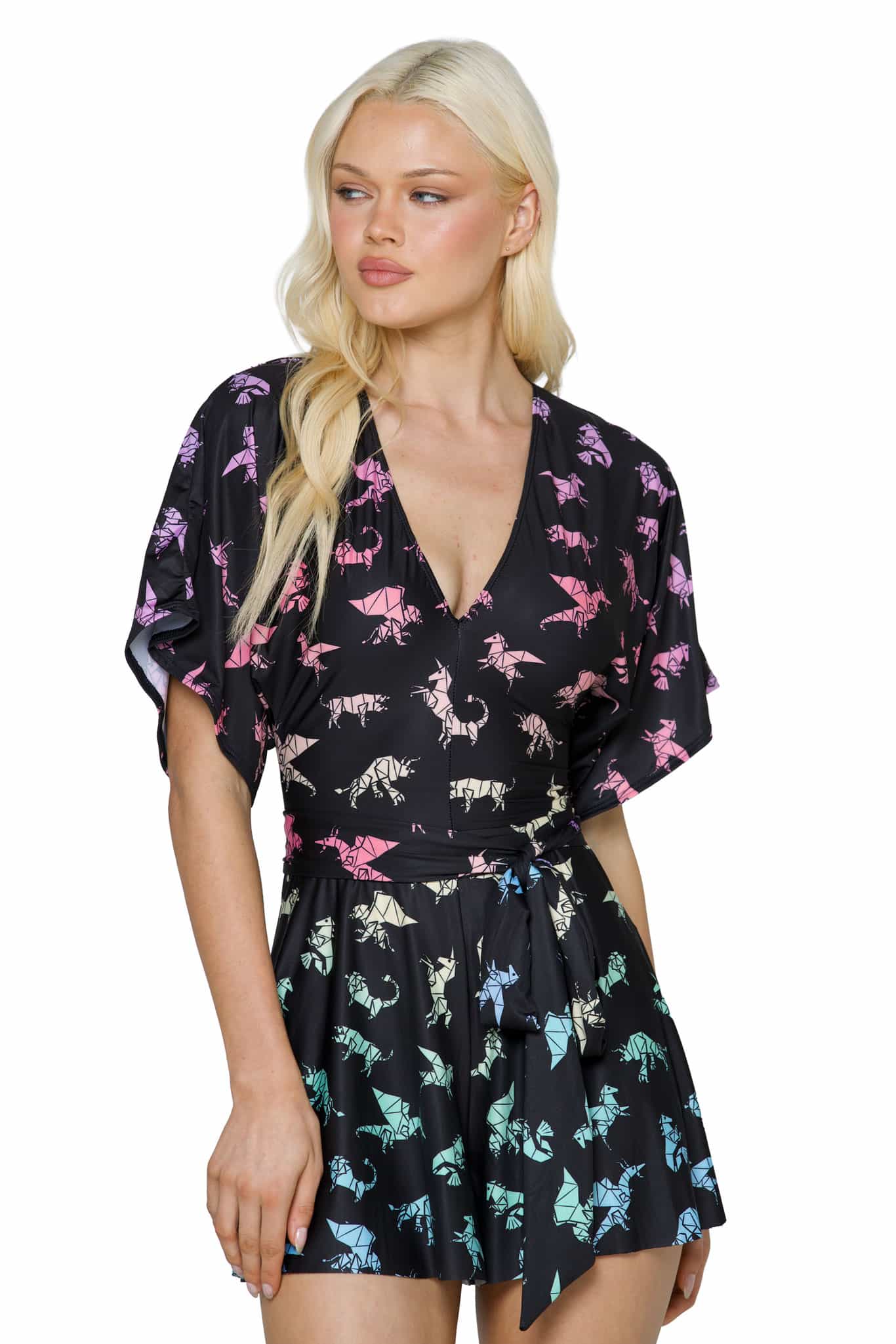 Black Mythological Origami Slinky Playsuit - Limited – BlackMilk