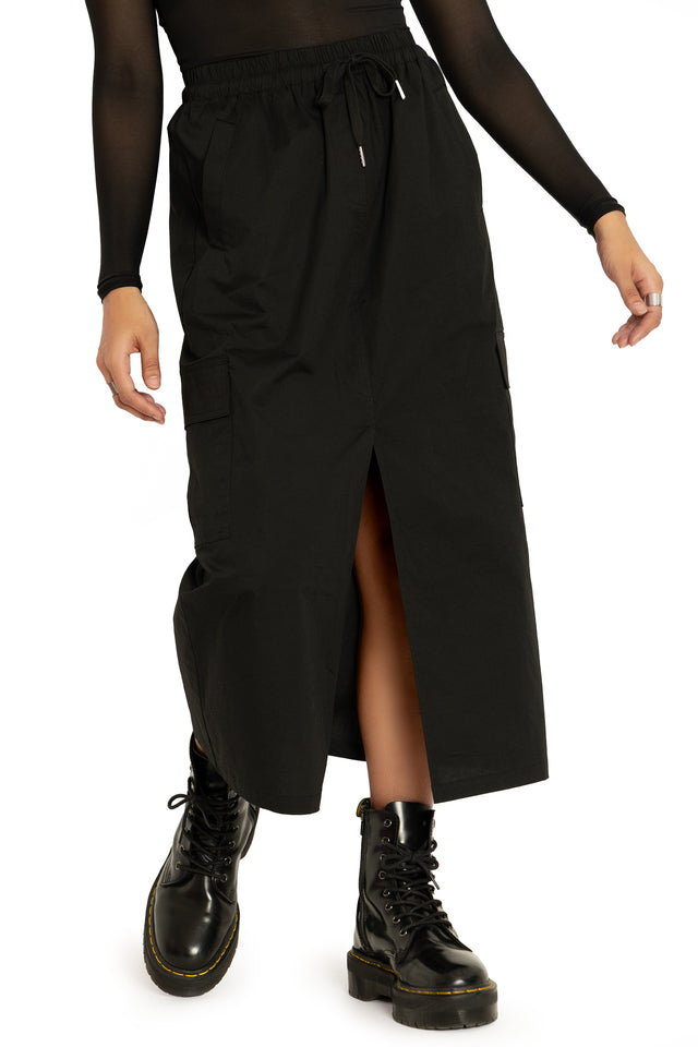 Black Cargo Skirt