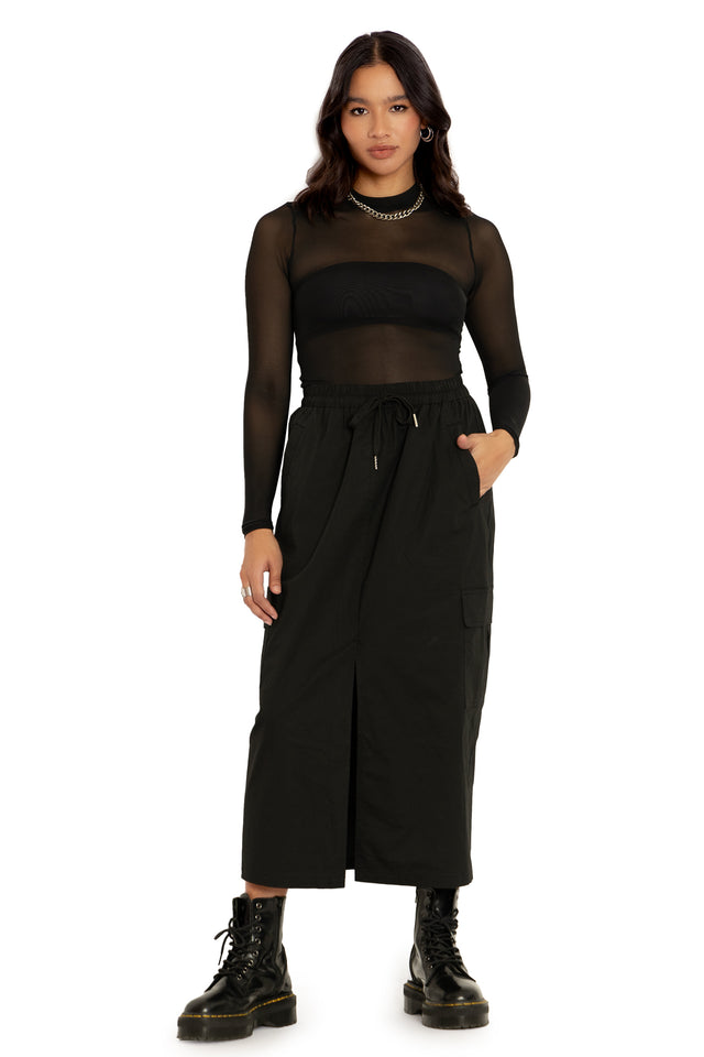 Black Cargo Skirt