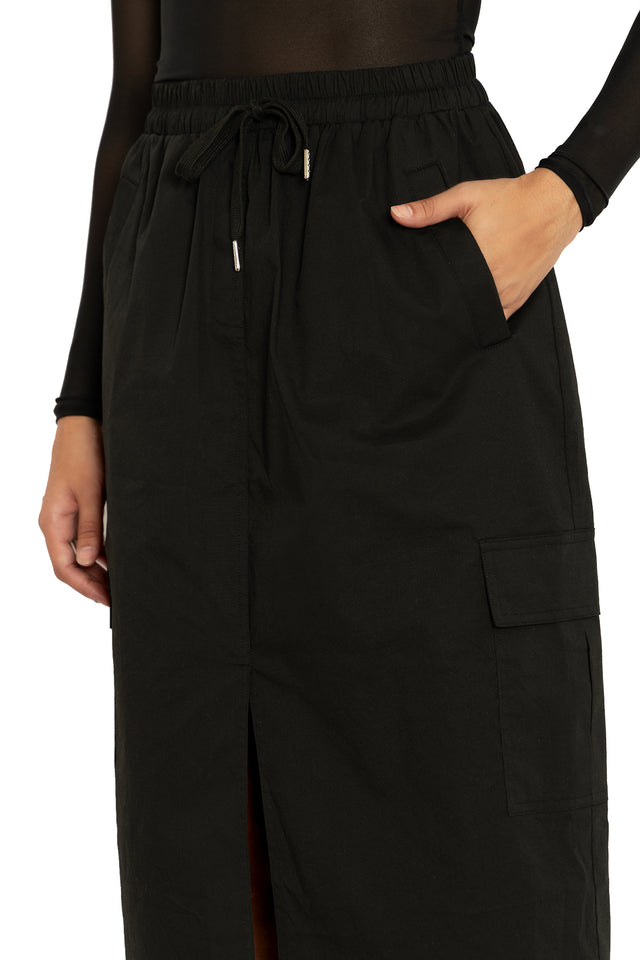 Black Cargo Skirt