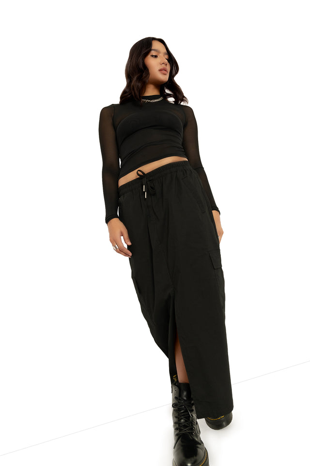 Black Cargo Skirt