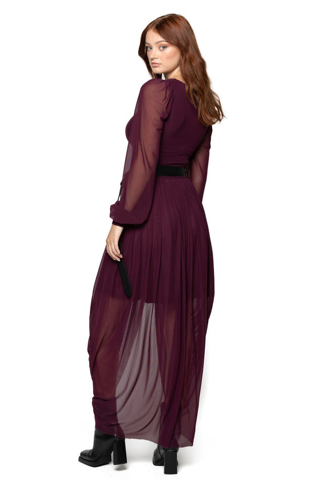 Bloodwine Sheer Romance Maxi Dress