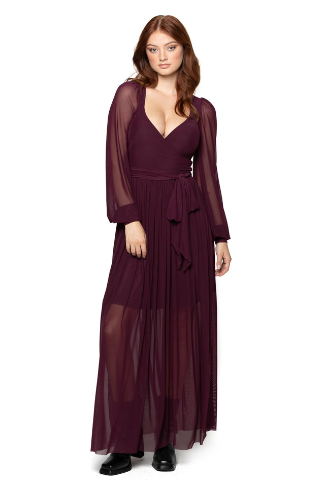 Bloodwine Sheer Romance Maxi Dress