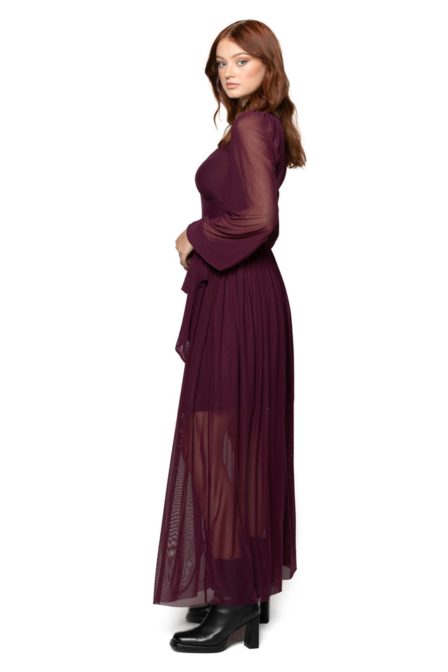 Bloodwine Sheer Romance Maxi Dress