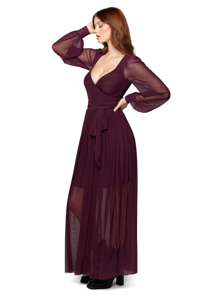 Bloodwine Sheer Romance Maxi Dress