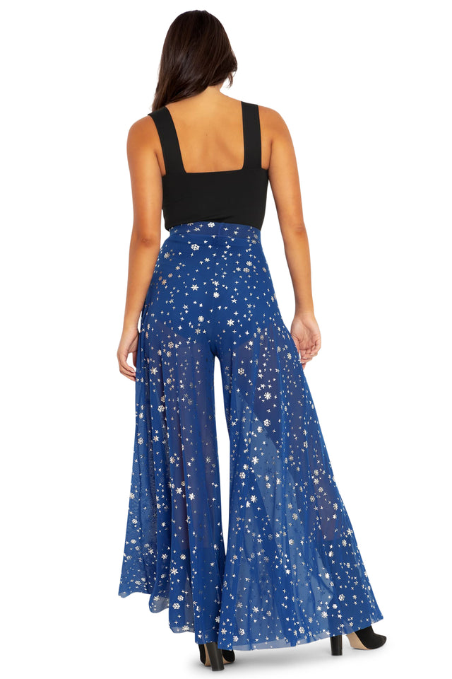 BlackMilk Clothing - Blue Christmas Star Sheer Retro Pants