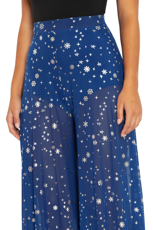 BlackMilk Clothing - Blue Christmas Star Sheer Retro Pants