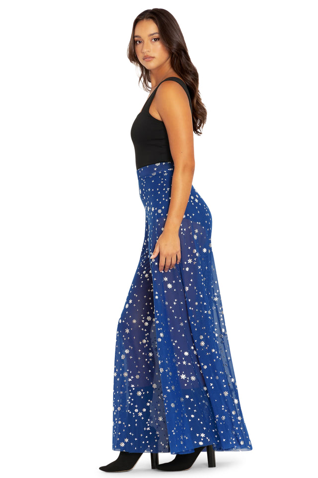 BlackMilk Clothing - Blue Christmas Star Sheer Retro Pants