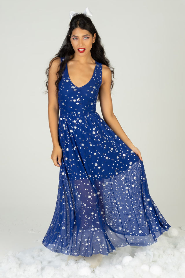Christmas Star Blue V Neck Maxi Dress - Limited BlackMilk Clothing Christmas Star Blue V Neck Maxi Dress - Limited BlackMilk Clothing