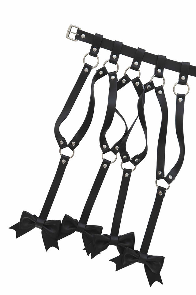 Women's Black Bow Suspender Adjustable Belt