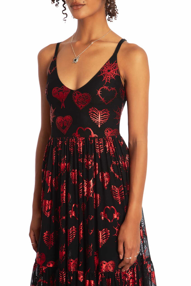 Broken Hearts Sheer Midaxi Dress