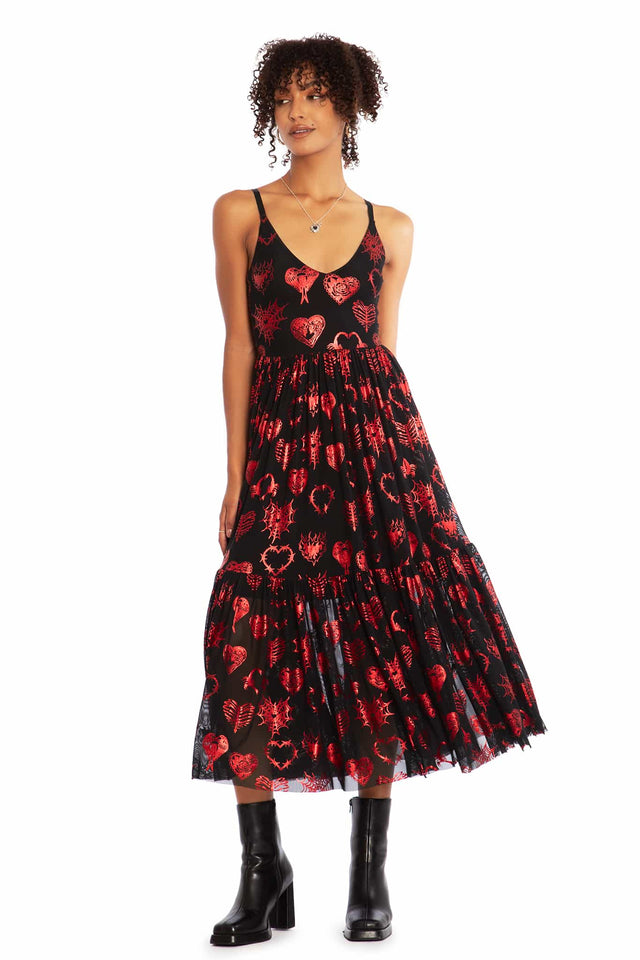 Broken Hearts Sheer Midaxi Dress