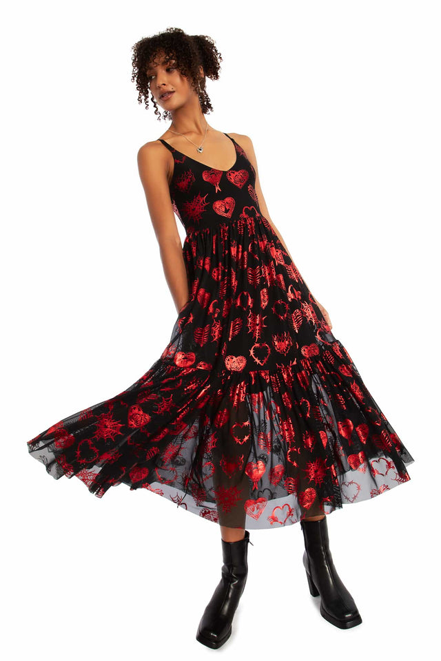 Broken Hearts Sheer Midaxi Dress