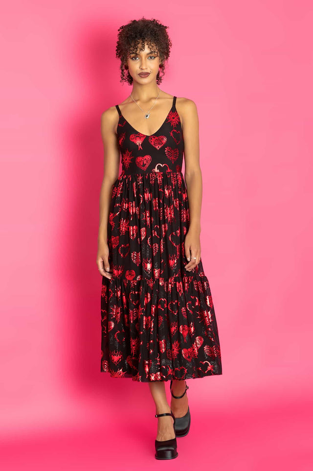 Broken Hearts Sheer Midaxi Dress