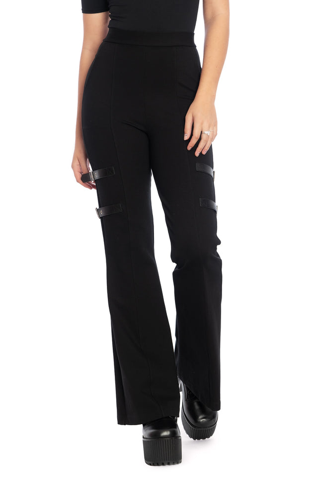 Buckle Up High Waisted Flare Pants