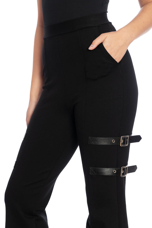 Buckle Up High Waisted Flare Pants