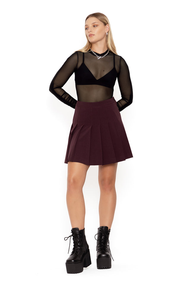 Burgundy High School Skirt Front 