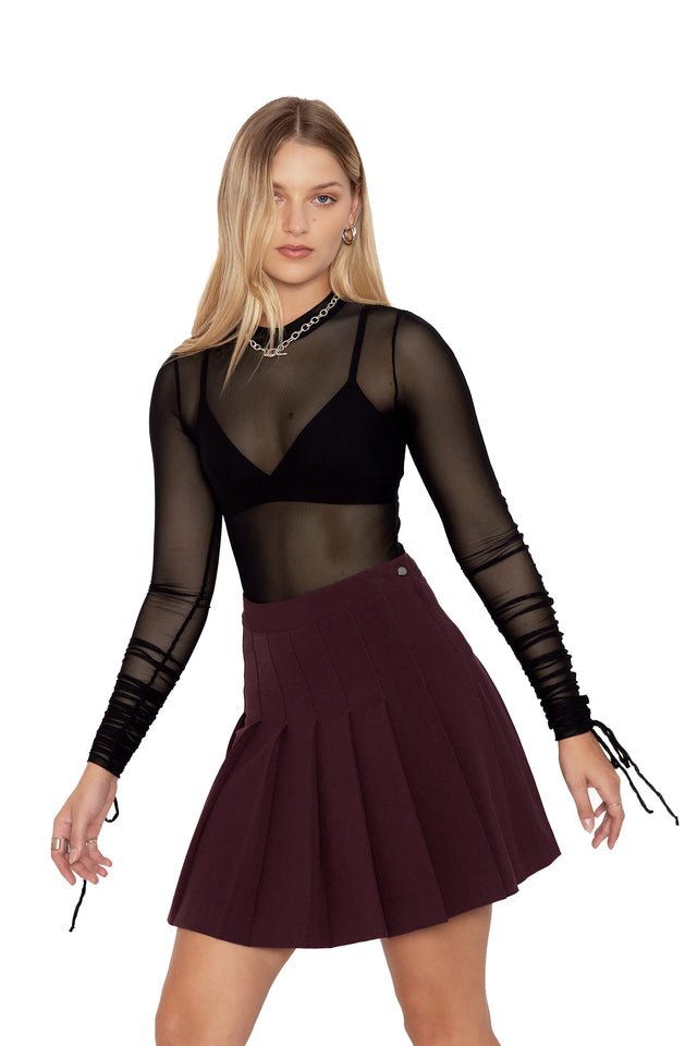 Burgundy High School Skirt Side