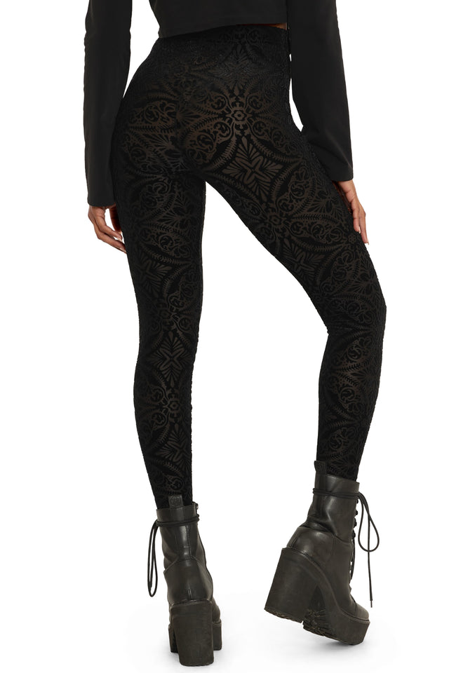 BlackMilk Clothing - Burned Velvet High Waisted Leggings