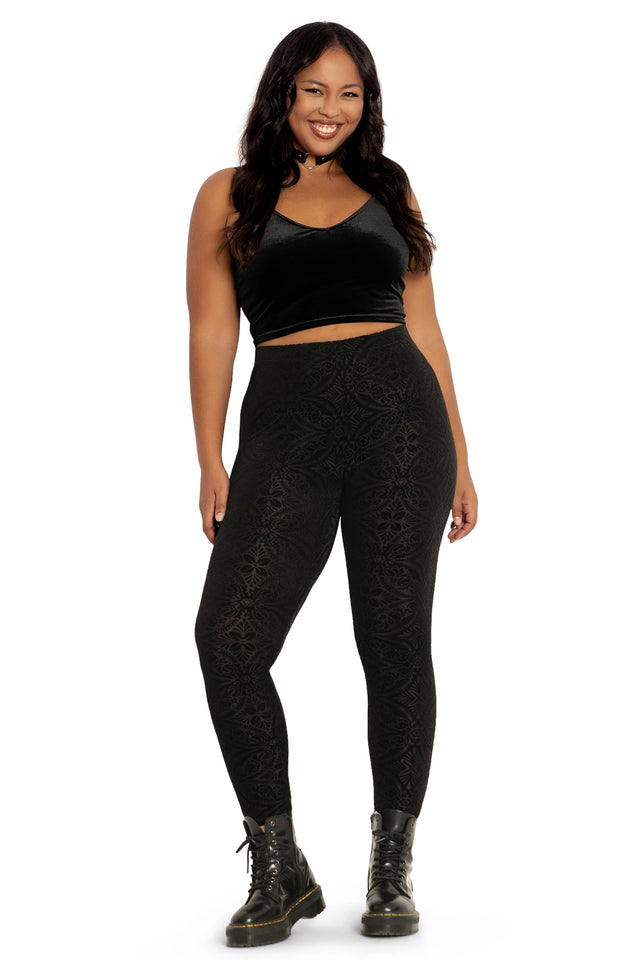 BlackMilk Clothing - Burned Velvet High Waisted Leggings