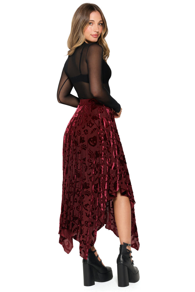 Burned Velvet Witch Handkerchief Skirt