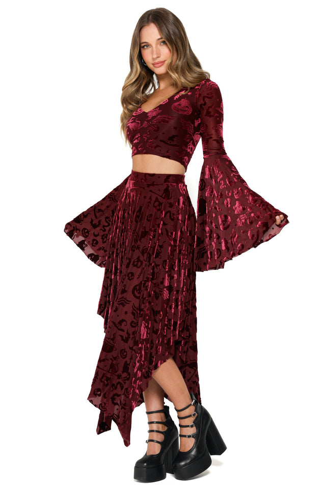 Burned Velvet Witch Handkerchief Skirt